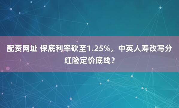 配资网址 保底利率砍至1.25%,中英人寿改写分红险定价底线?